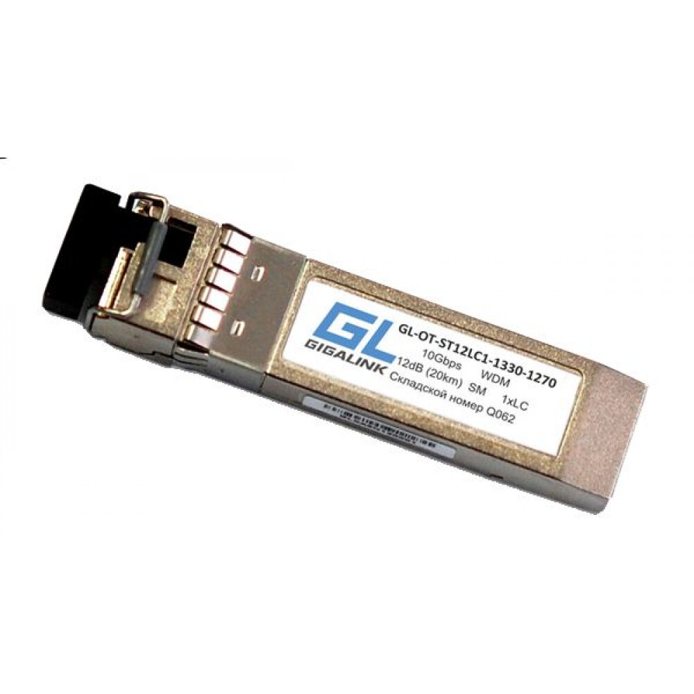 GIGALINK Модуль SFP+ 10G WDM одно волокно Tx:1330/Rx:1270 нм 12 дБ GL-OT-ST12LC1-1330-1270