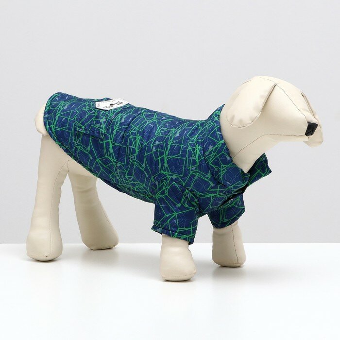 Куртка для собак Матрица, размер 8, сине-зелёная (ДС 23, ОШ 26, ОГ 32 см) - фотография № 1