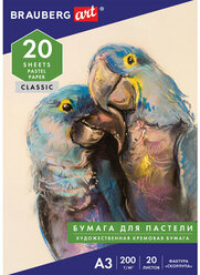 Бумага для пастели большая А3, комплект 50 шт., 20л, 200г/м2, тонированная бумага слоновая кость гознак, "Скорлупа", BRAUBERG ART "CLASSIC", 126304