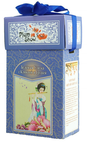 ЧАЙ зеленый PLUM SNOW Зеленая Улитка с Клюквой и Грушей 100 гр, картон