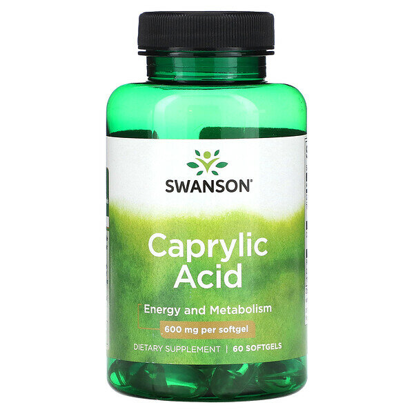 Caprylic Acid от Swanson, 60 капсул по 600мг