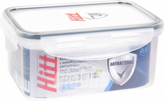 Контейнер антибактериальный Hitt пластиковый, герметичный, 800 мл - фотография № 1