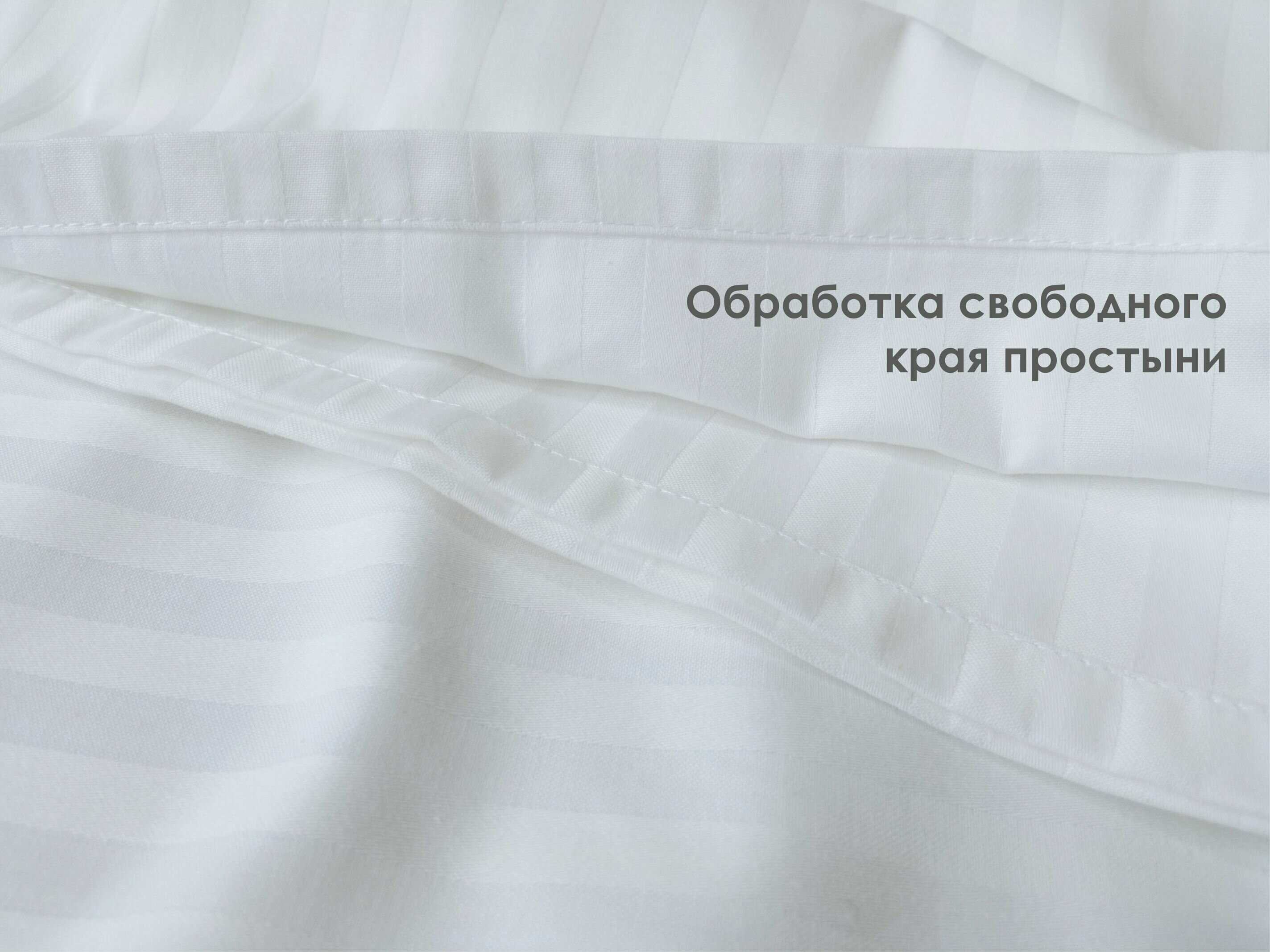 Постельное белье из сатина страйп, в 1,5 спальном размере с простыней на резинке 90х190х30 см - фотография № 6