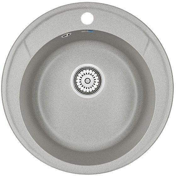 Кухонная мойка кварцевая Granula ST-4802 односекционная круглая, стандарт, чаша D 380, цвет базальт (4802bt)