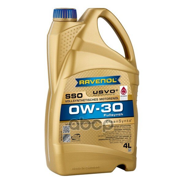 Ravenol Масло Моторное Sso 0W-30 4Л (Синтетика+Пао)