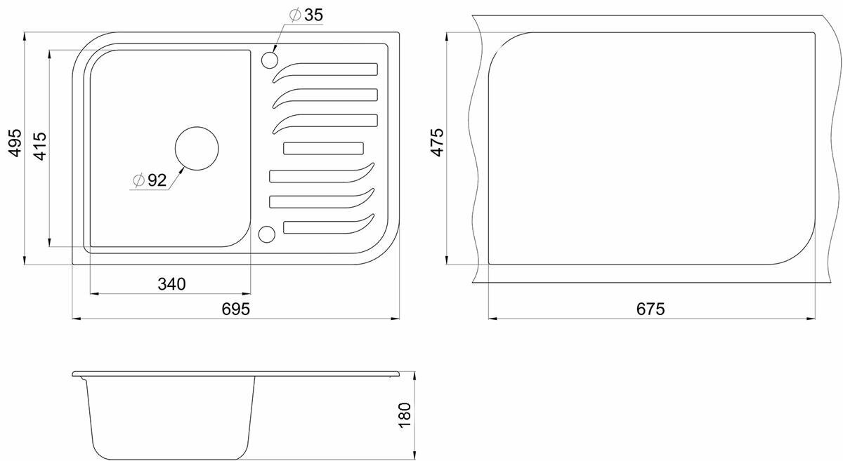 Кухонная мойка Emar EMQ-1695.Q Антрацит