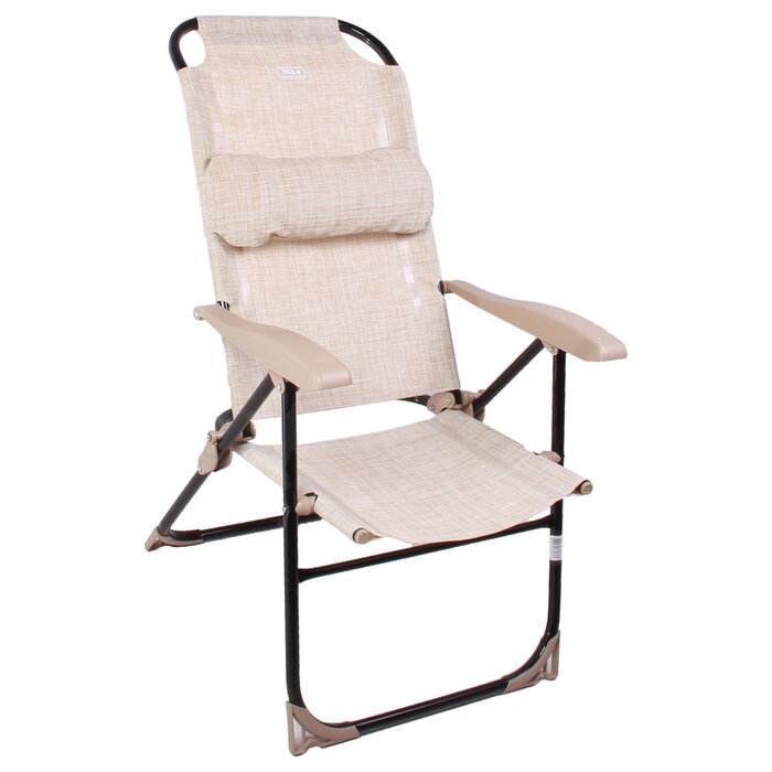 Кресло-шезлонг складное, 750x590x1090мм, цвет песочный К2/ПС 2425291 - фотография № 1