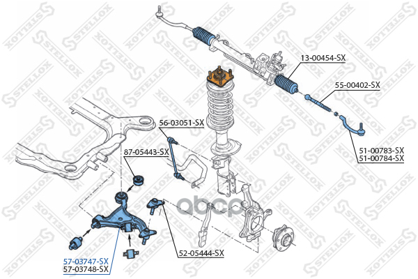 57-03747-Sx_рычаг Левый! Volvo Xc90 All 03-08 Stellox арт. 57-03747-SX