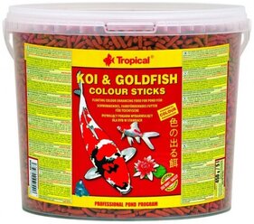 Tropical Koi Goldfish Colour Sticks 11л/0,9кг(ведро) Полноценный корм для окраски в виде плавающих палочек.