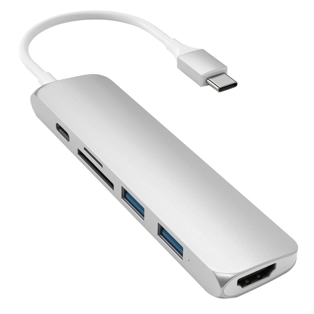 USB-C адаптер Satechi Type-C Slim Multiport Adapter V2 Цвет серебристый.