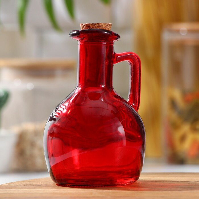 Бутыль стеклянная для соусов и масла Доляна «Олио», 200 мл, h=12 см, цвет красный - фотография № 1