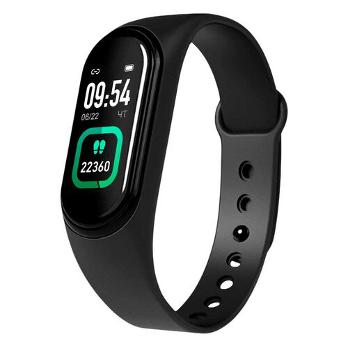 Смарт-браслет GEOZON Heart Rate, 0.96", черный / черный [g-sm09blk]