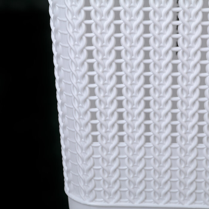 Альтернатива Корзина бельевая с крышкой «Вязаное плетение», 25 л, 37×27,5×46,5 см, цвет белый - фотография № 4