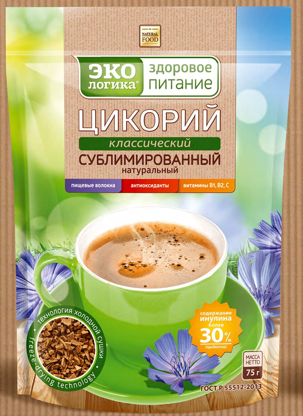 Упаковка 12 штук Цикорий Экологика классическая 75г крист