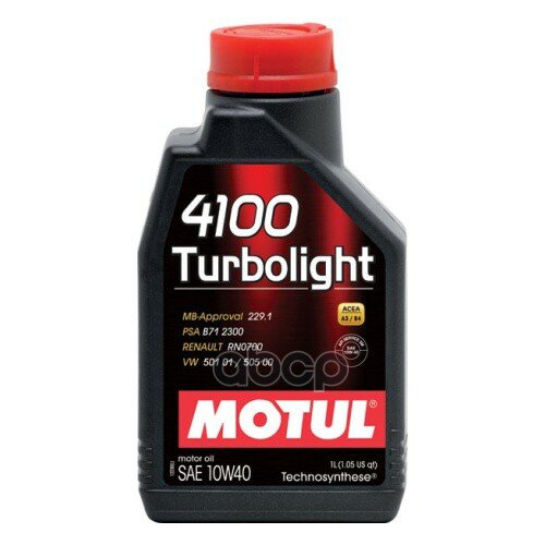 MOTUL Масло Моторное Motul 4100 Turbolight A3/А3/B4 10w-40 Полусинтетическое 1 Л 108644