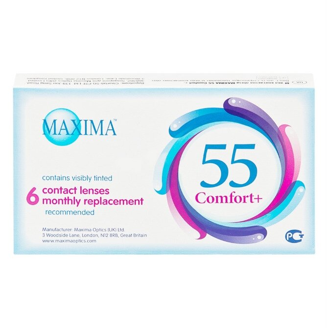 Контактные линзы Maxima 55 Comfort + на месяц 6 шт / -2,75/8.6/14.2, уп.
