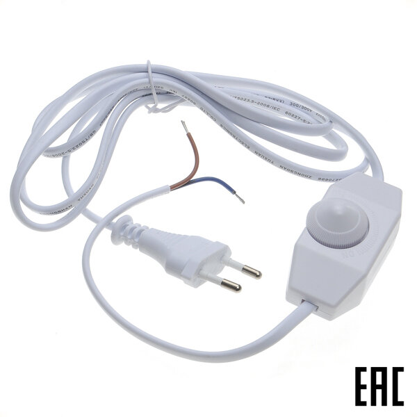 фото Шнур с проходным светорегулятором 500Вт 1,7м армированный вилкой белый Navigator 61602 (2 шт. в комплекте)