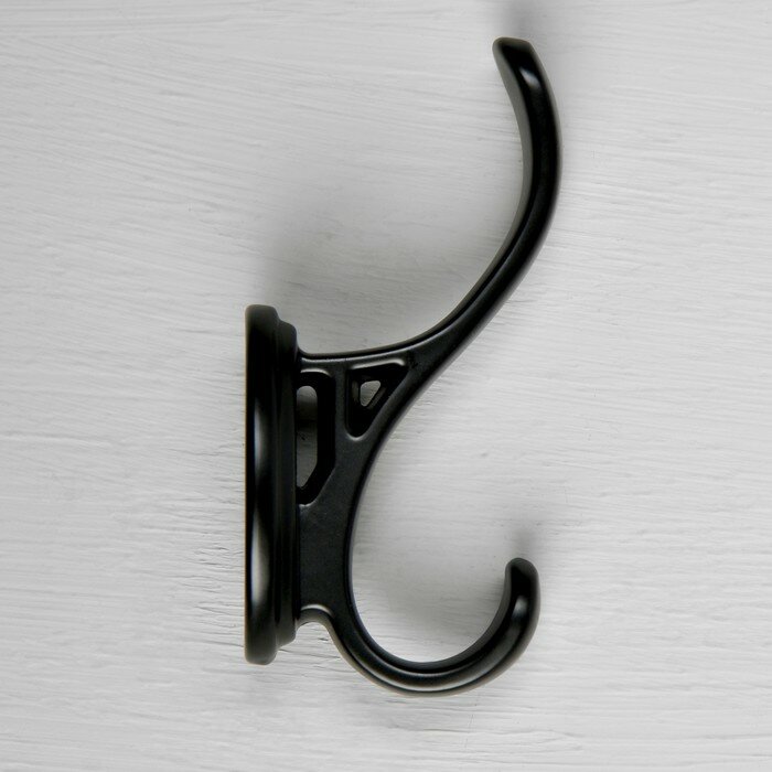 CAPPIO Крючок мебельный CAPPIO, двухрожковый, цвет черный - фотография № 4