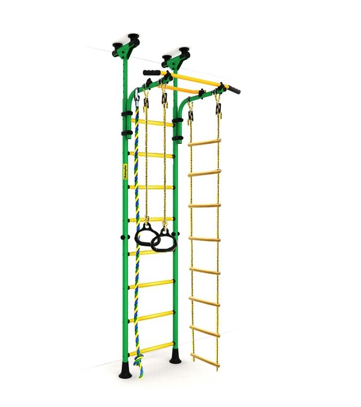 Детский спортивный комплекс Kampfer Strong kid ceiling New 30 кг, макс. нагрузка до 100 кг, высота 2.315 - 2.73 м зеленый/желтый