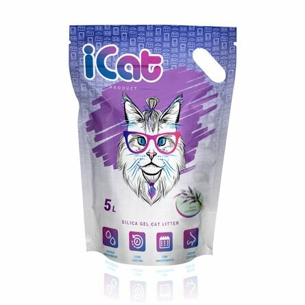 iCAT силикагелевый наполнитель для кошачьего туалета (с ароматом лаванды), 10л