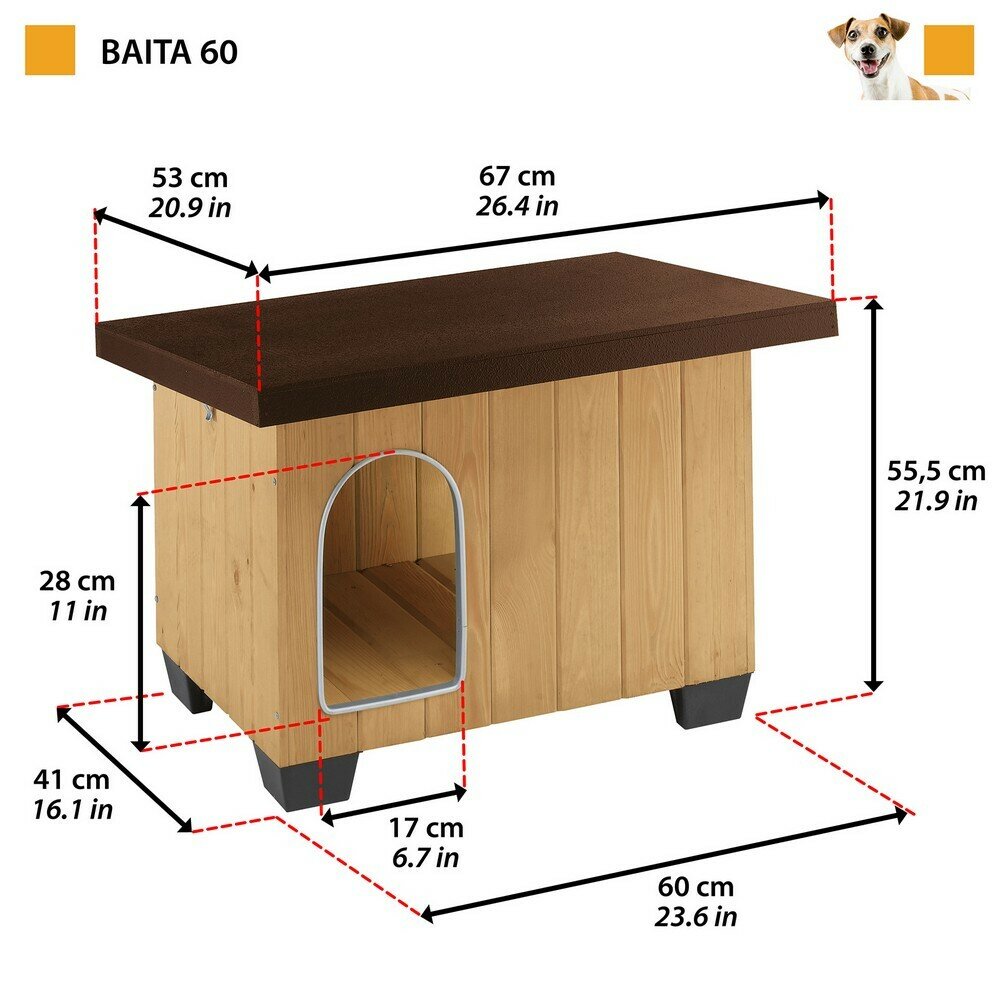 Будка для собак Ferplast BAITA 60 деревянная - фотография № 5