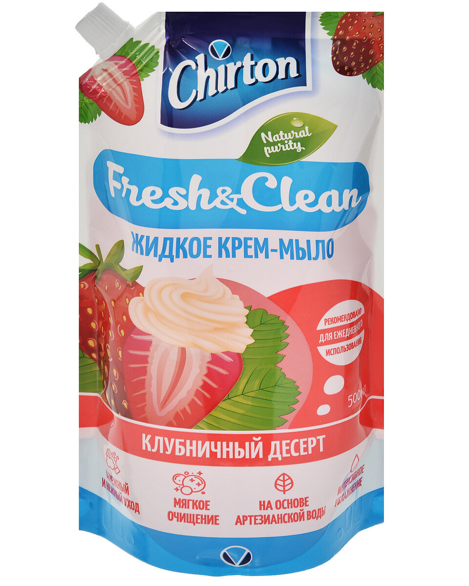 Чиртон / Chirton Fresh & Clean - Жидкое крем-мыло для рук Клубничный десерт 500 мл