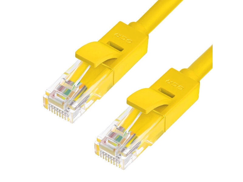 Патч-корд UTP cat.5e 1 Гбит/с RJ45 LAN CCA компьютерный кабель для интернета контакты 24K GOLD (GCR-LNC500) желтый 0.5м