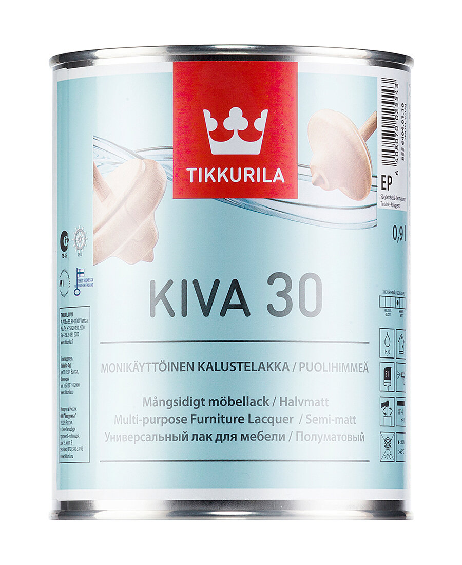 Tikkurila Kiva 30, Универсальный лак для мебели, 0,9л