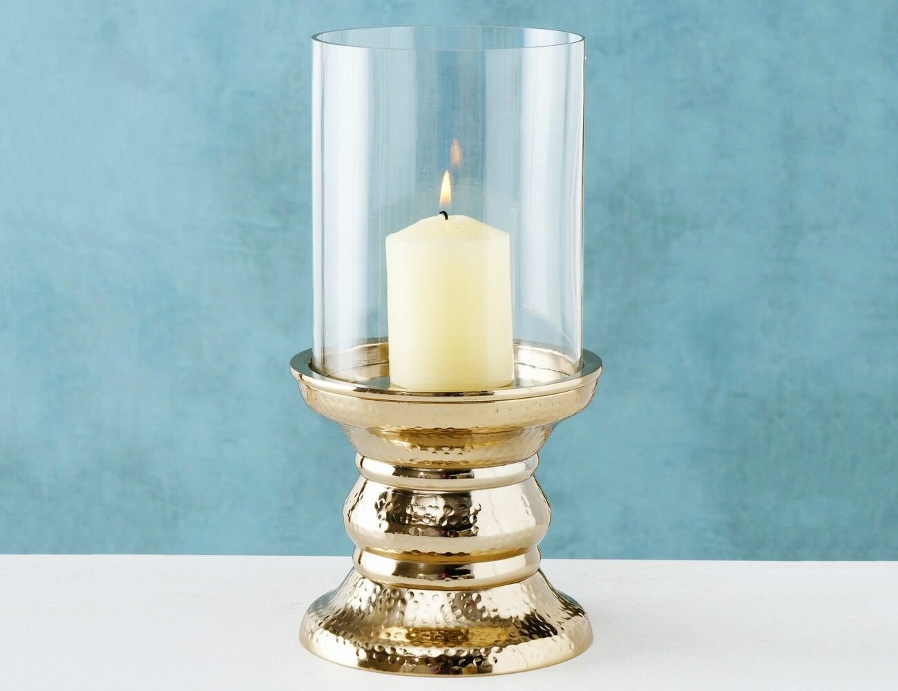 Подсвечник для одной свечи "Джэйроми", металлический со стеклянным стаканом, 29 см, Boltze - фотография № 1
