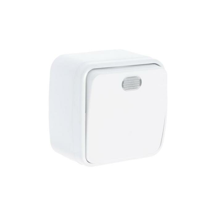 фото Выключатель TDM "Дача" Народный, 10 А, IP20, 1 клавиша, открытый с подсветкой, белый, 2 штуки