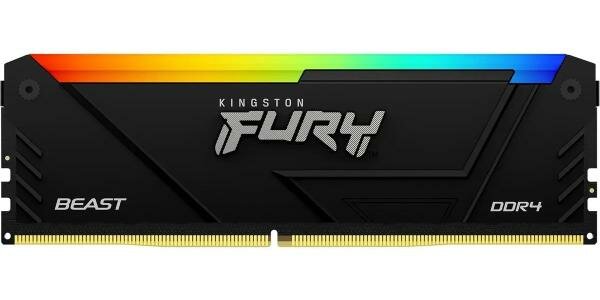 Оперативная память для компьютера 8Gb (1x8Gb) PC4-21300 2666MHz DDR4 DIMM CL16 Kingston Fury Beast RGB KF426C16BB2A/8