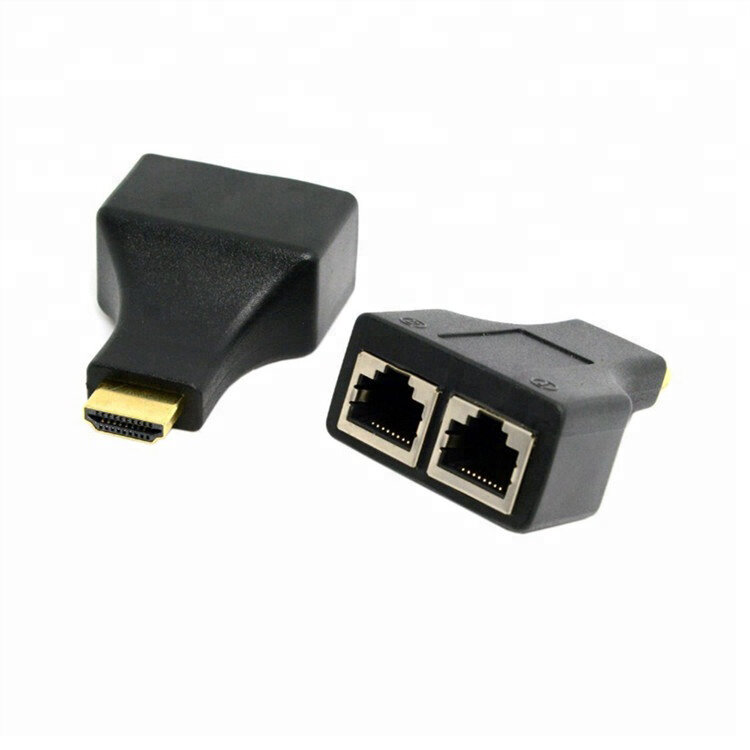 Адаптер HDMI GSMIN CB-04 по витой паре HDMI RJ45x2 (Чёрный)