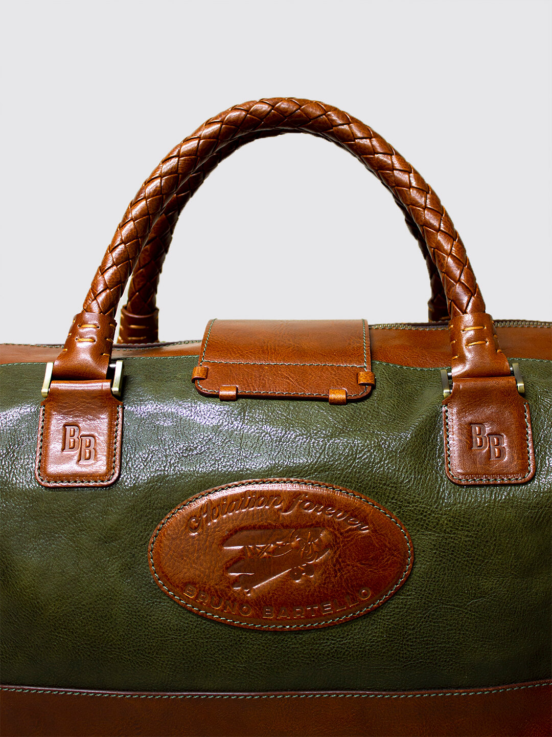 Дорожная сумка кожаная D-0014 Bruno Bartello, зеленый - фотография № 11