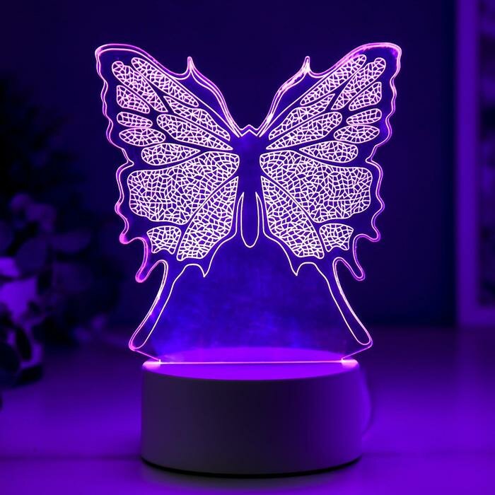 Светильник "Бабочка" LED RGB от сети 9,5х13х17 см - фотография № 5