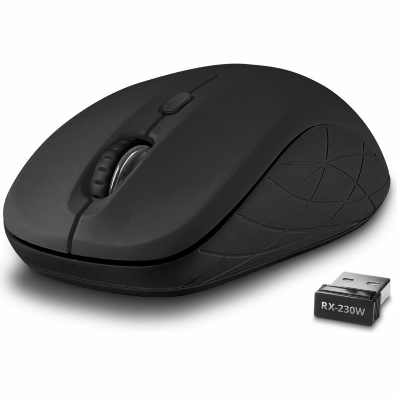 Мышь Wireless Sven RX-230W чёрная (2,4 GHz, 3+1кл., 800-1600DPI, Soft Touch, блистер) - фото №1