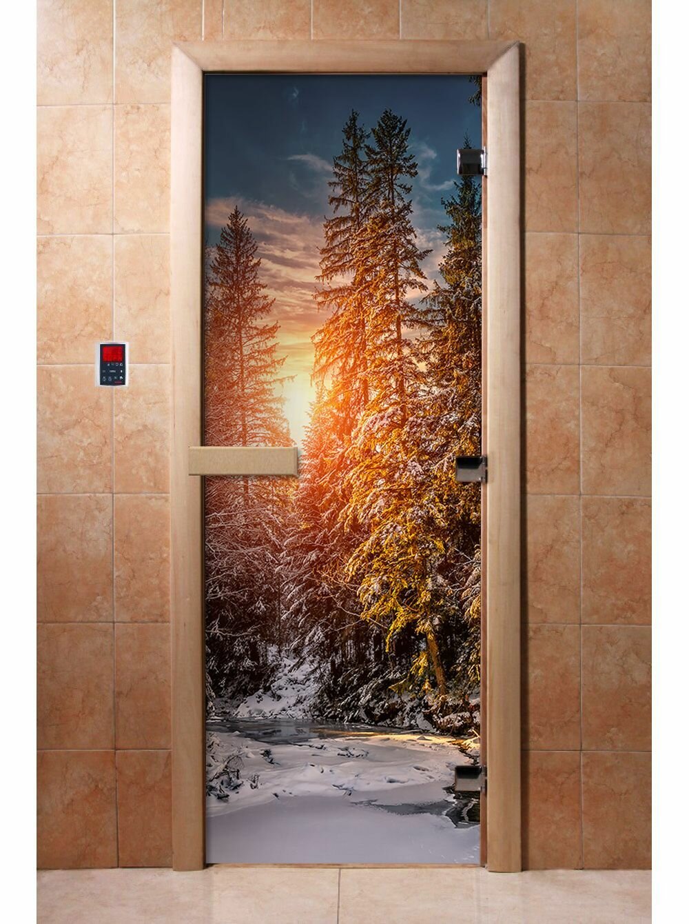 Дверь для бани "Фотопечать рисунок А093" 1900х700 мм Правая (петли справа)