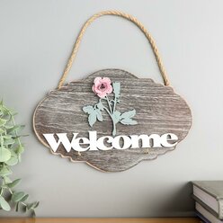 Ооо сим Крючки декоративные дерево "Розовая роза - Welcome" 15х22,5х2,5 см