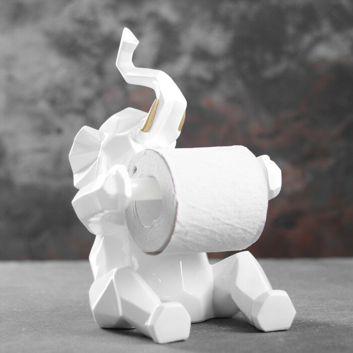 Держатель для туалетной бумаги "Слон" белый 21х19х30см - фотография № 1