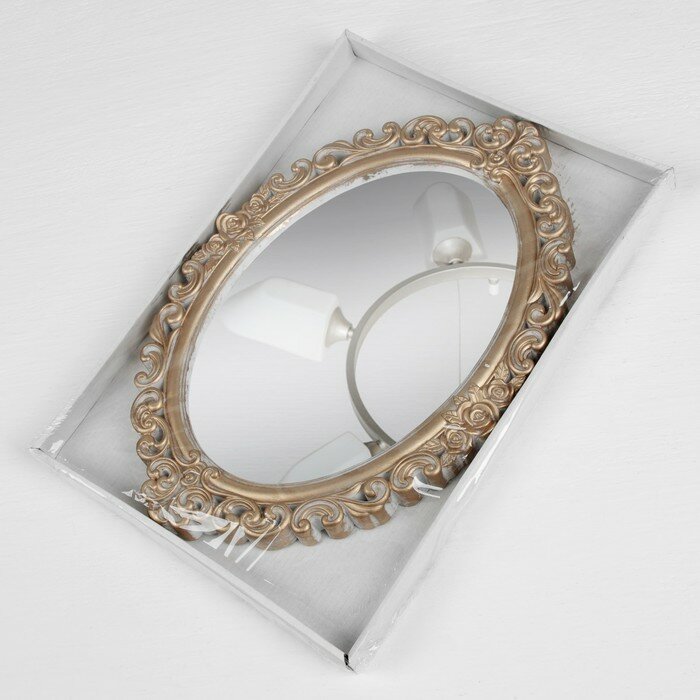 Зеркало настенное «Вензеля», зеркальная поверхность 16 × 23 см, цвет «белёное золото» - фотография № 4