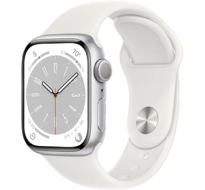 Apple Watch Series 8 GPS 45mm Silver Aluminium Case with White Sport Band (Серебристый/белый)