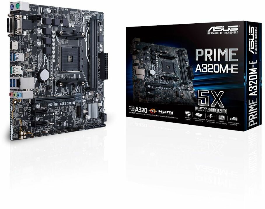 Материнская плата Asus PRIME A320M-E Soc-AM4 AMD A320 2xDDR4 mATX AC`97 8ch(7.1) GbLAN RAID+VGA+DVI+