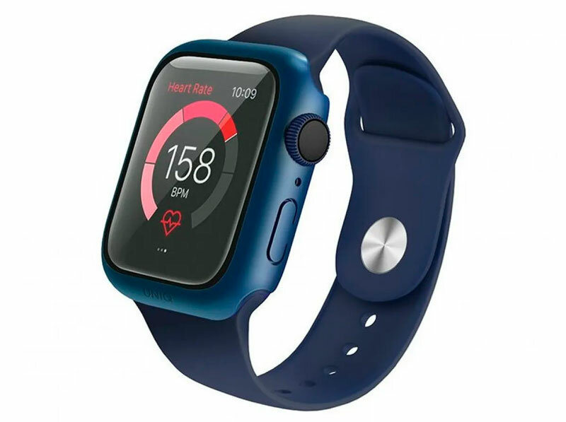 Чехол Uniq для Apple Watch 44 mm Nautic +9H стекло водоотталкивающее IP68 синий