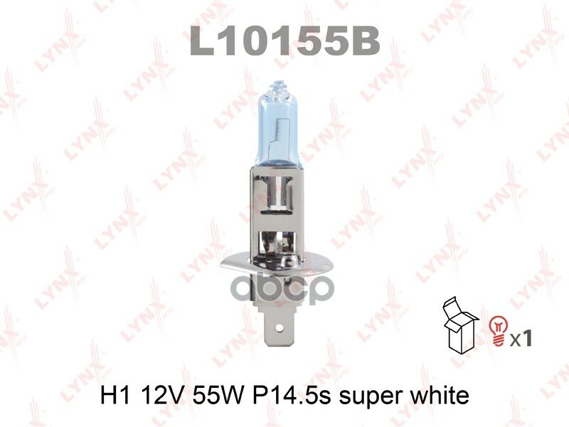 Лампа 12v H1 55w P14,5s Lynxauto Super White 1 Шт. Картон L10155b LYNXauto арт. L10155B