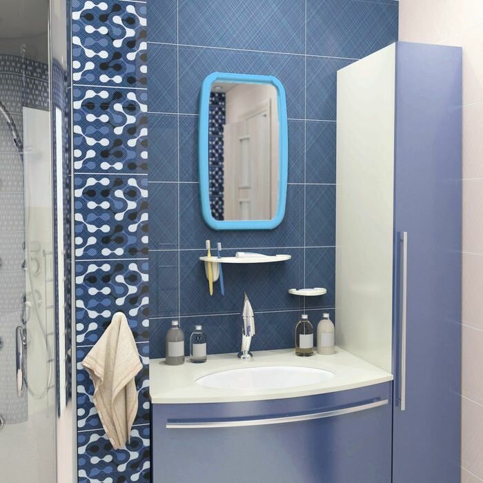 Набор для ванной комнаты Optima, цвет бирюзоый - фотография № 2