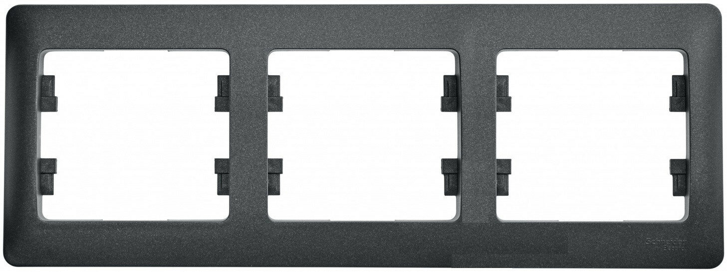 Рамка Glossa горизонтальная 3 поста антрацит Schneider Electric, GSL000703