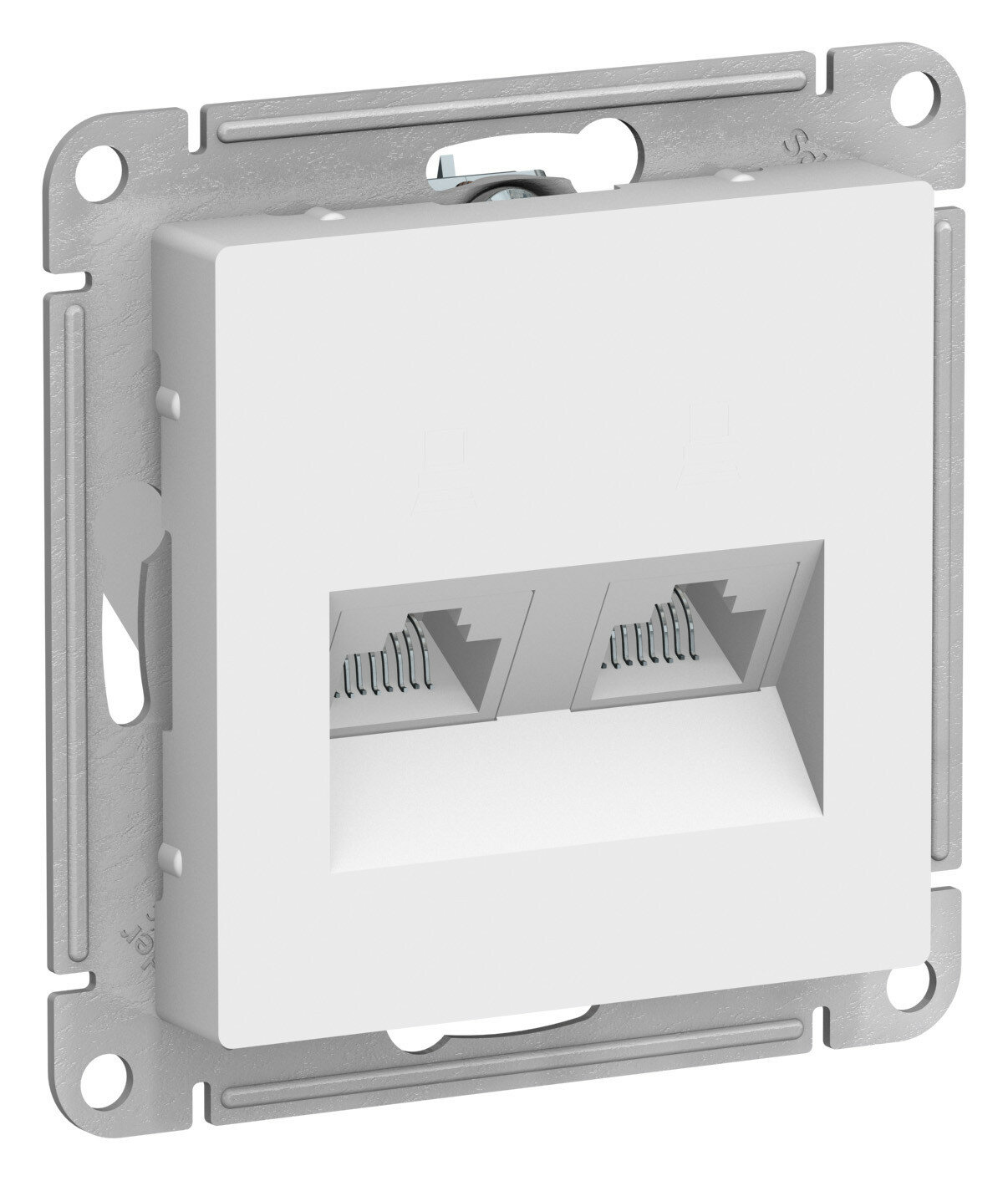 Розетка компьютерная двойная AtlasDesign белый CAT5e + CAT5e механизм встроенный монтаж (Schneider Electric), арт. ATN000185