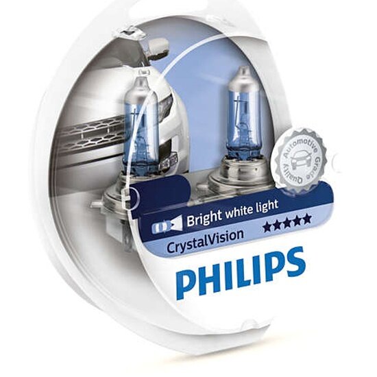 Лампа галогенная PHILIPS H11 Crystal Vision 4300K 12V 55W + W5W 12V 5W, по 2 шт, 12362CVSM