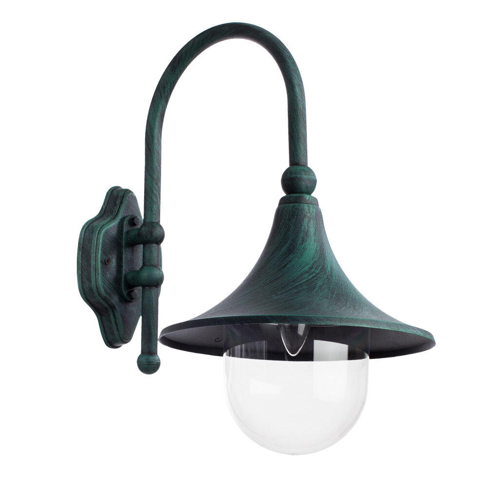 Уличный настенный светильник Arte Lamp MALAGA A1082AL-1BG, Зеленый, E27