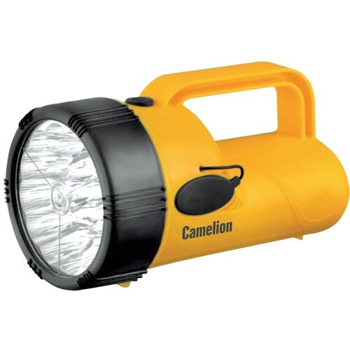 Фонарь ручной Camelion LED29314 поисковый прожектор, аккумуляторный 220В, 4Вт 19LED, пластиковый корпус, желтый