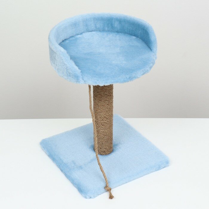 Столбик-когтеточка с лежаком, 35 х 35 х 55 см, голубой - фотография № 3
